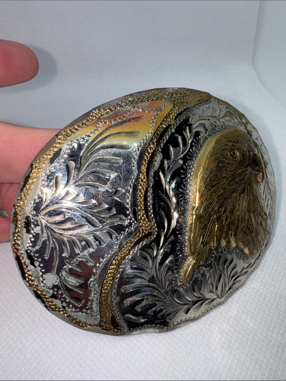 Silversmith Collection Western Eagle Two-Tone Belt Buckle - Gold & Silver - Picture 6 of 13
